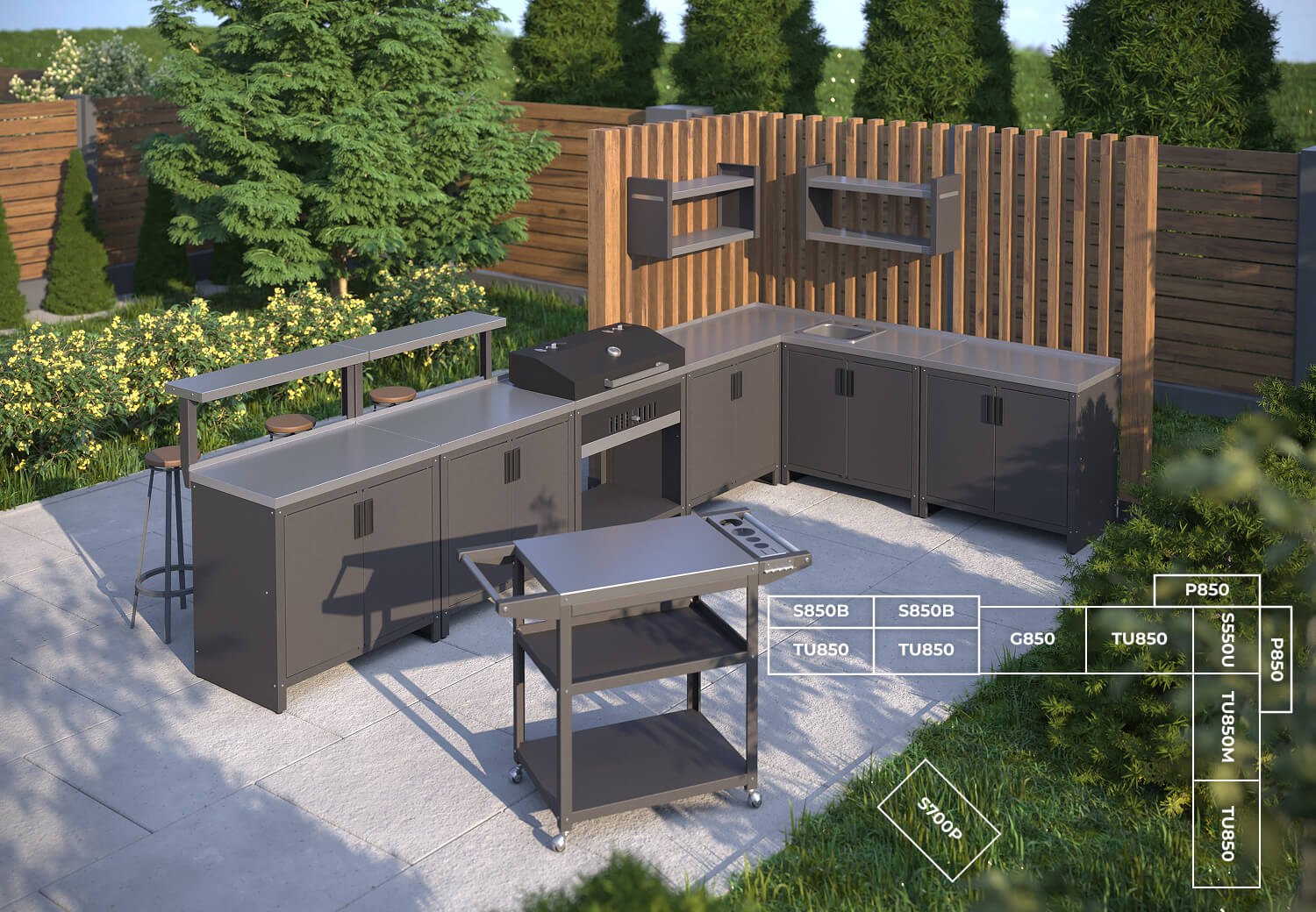 Схема Уличная кухня Gratar конфигурация 1