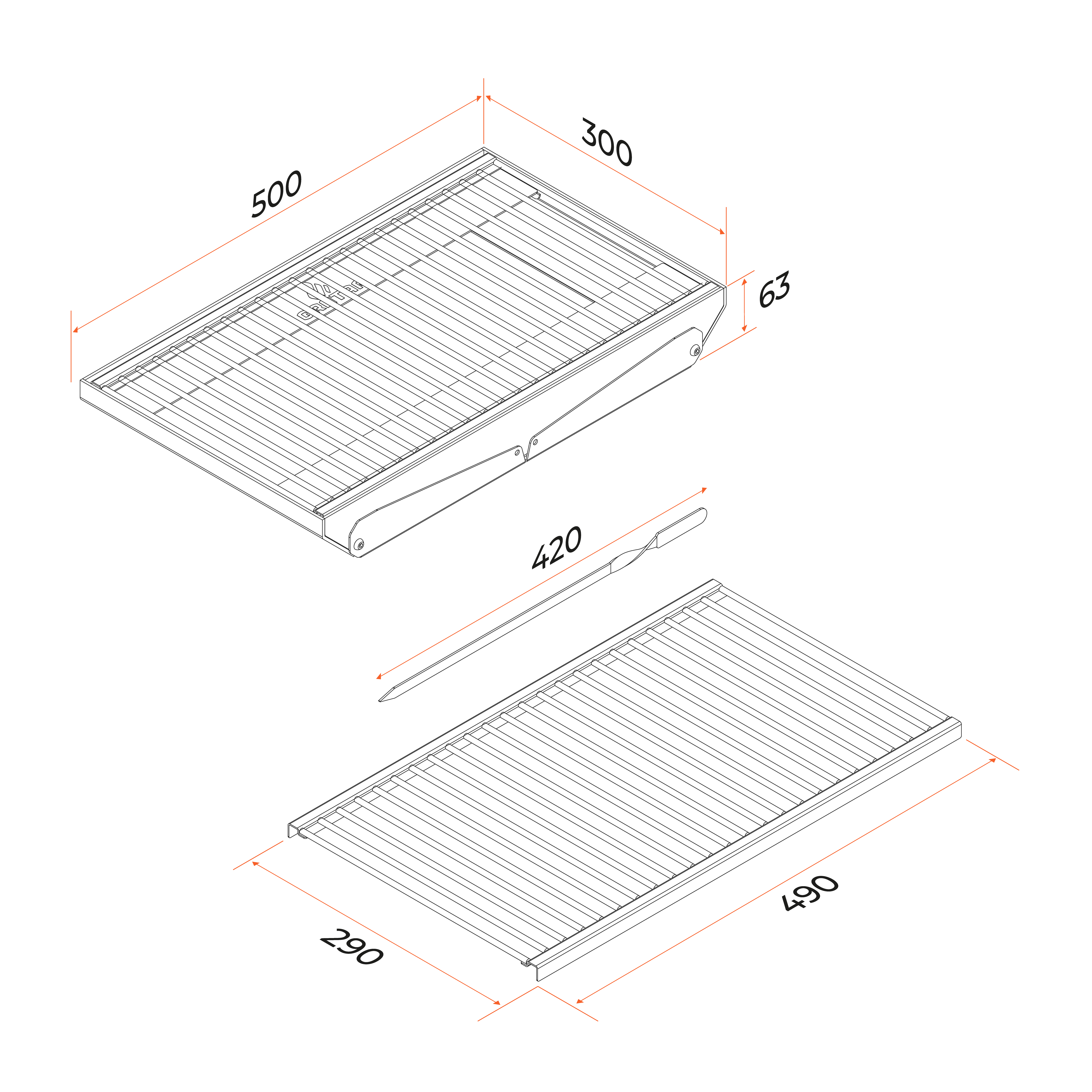 Фото Мангал Gratar MOB-01 схема с размерами решетки