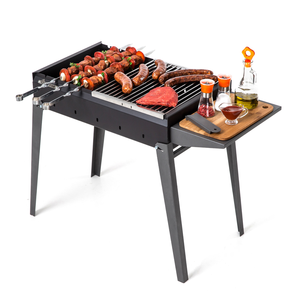 Фото Мангал Gratar МКЛ 600 с аксессуарами вид сбоку